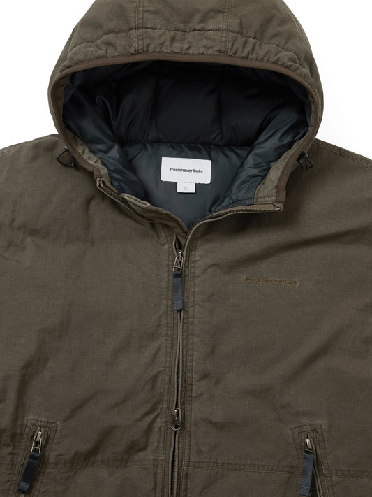 Washed Down Puffer Jacket - Olive Brown