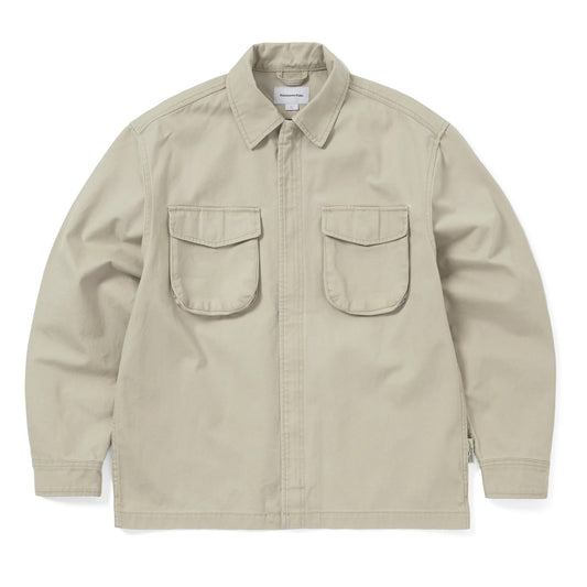 Washed Zip Shirt - Stone