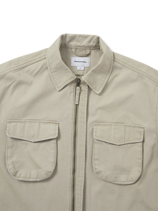 Washed Zip Shirt - Stone