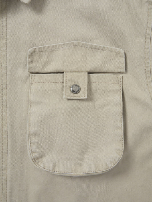 Washed Zip Shirt - Stone