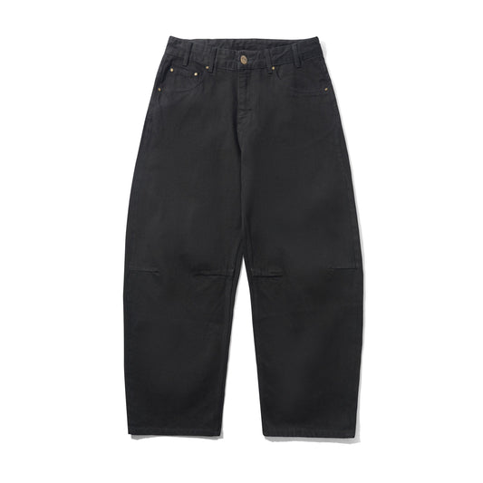 Wide Cut Denim Jeans - Flat Black Selvedge