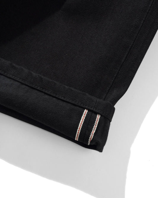 Wide Cut Denim Jeans - Flat Black Selvedge
