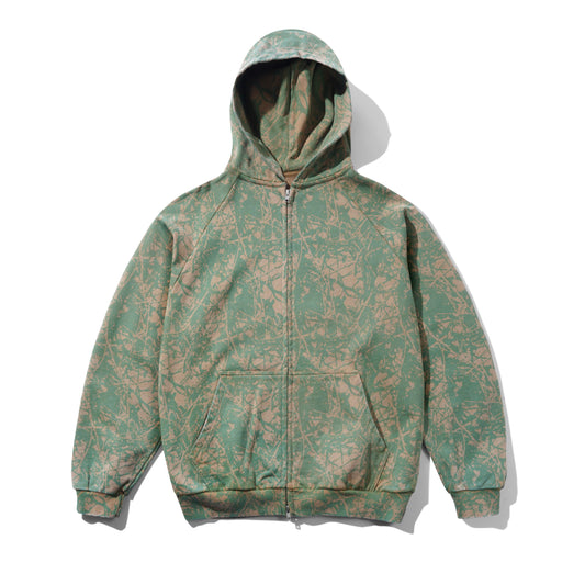 Woods Camo Zip-Thru Hood - Washed Sage