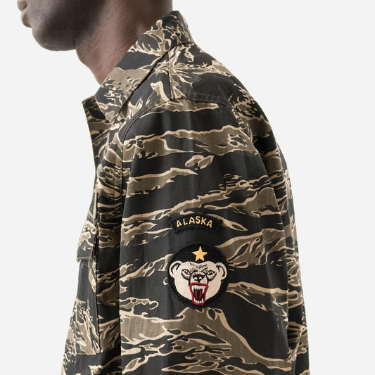 7147 Bonsai Tigerstripe L/S Utility Shirt Mint Gold