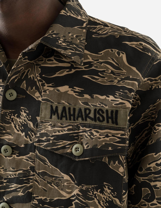 7147 Bonsai Tigerstripe L/S Utility Shirt Mint Gold