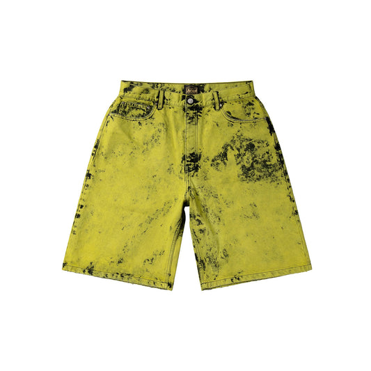 Heavy Acid Wash Wide Leg Short - Sulphur