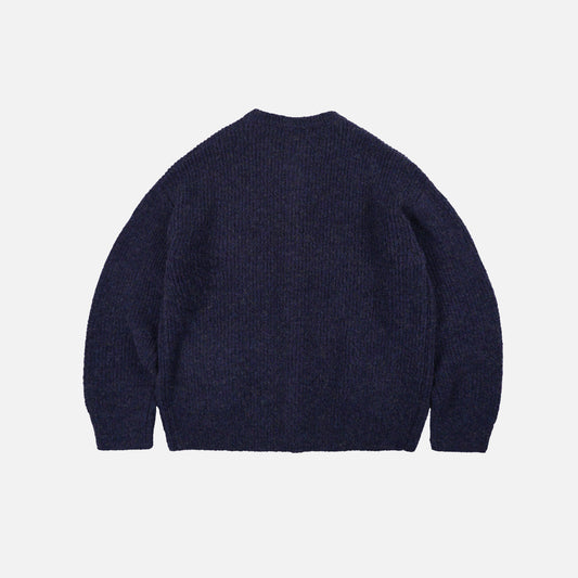 Brushed Wool Round Cardigan - Purple