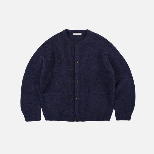 Brushed Wool Round Cardigan - Purple