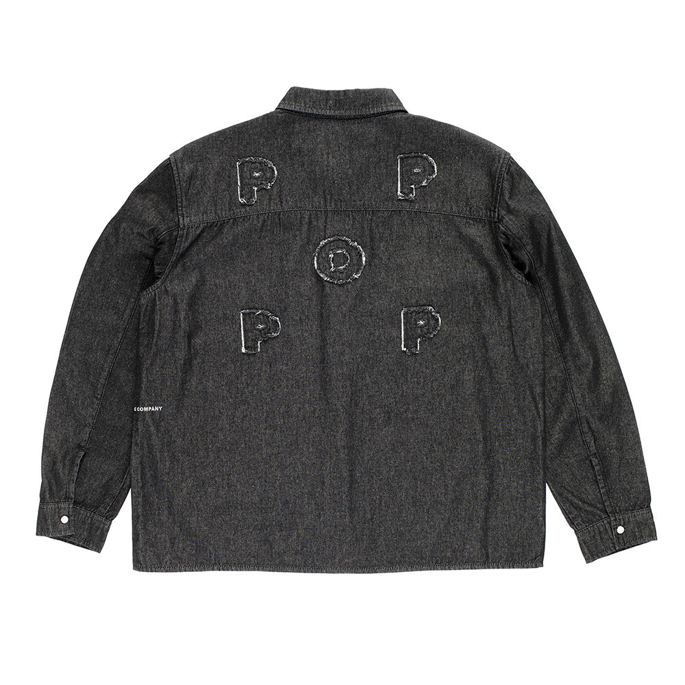 Applique Logo Denim Shirt - Black Denim