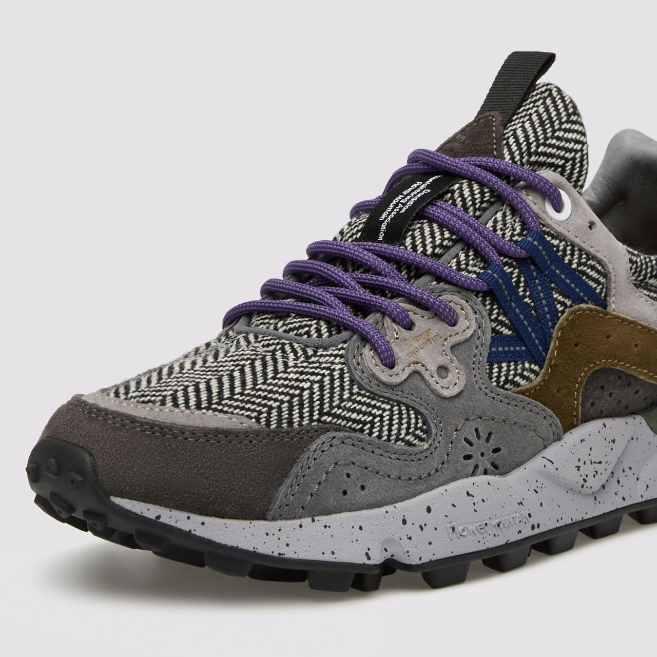 Yamano 3 Uni, Suede / Wool Knit Herringbone - Anthracite / Dark Grey / Black