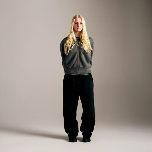 Full Zip Sweat - Washed Black