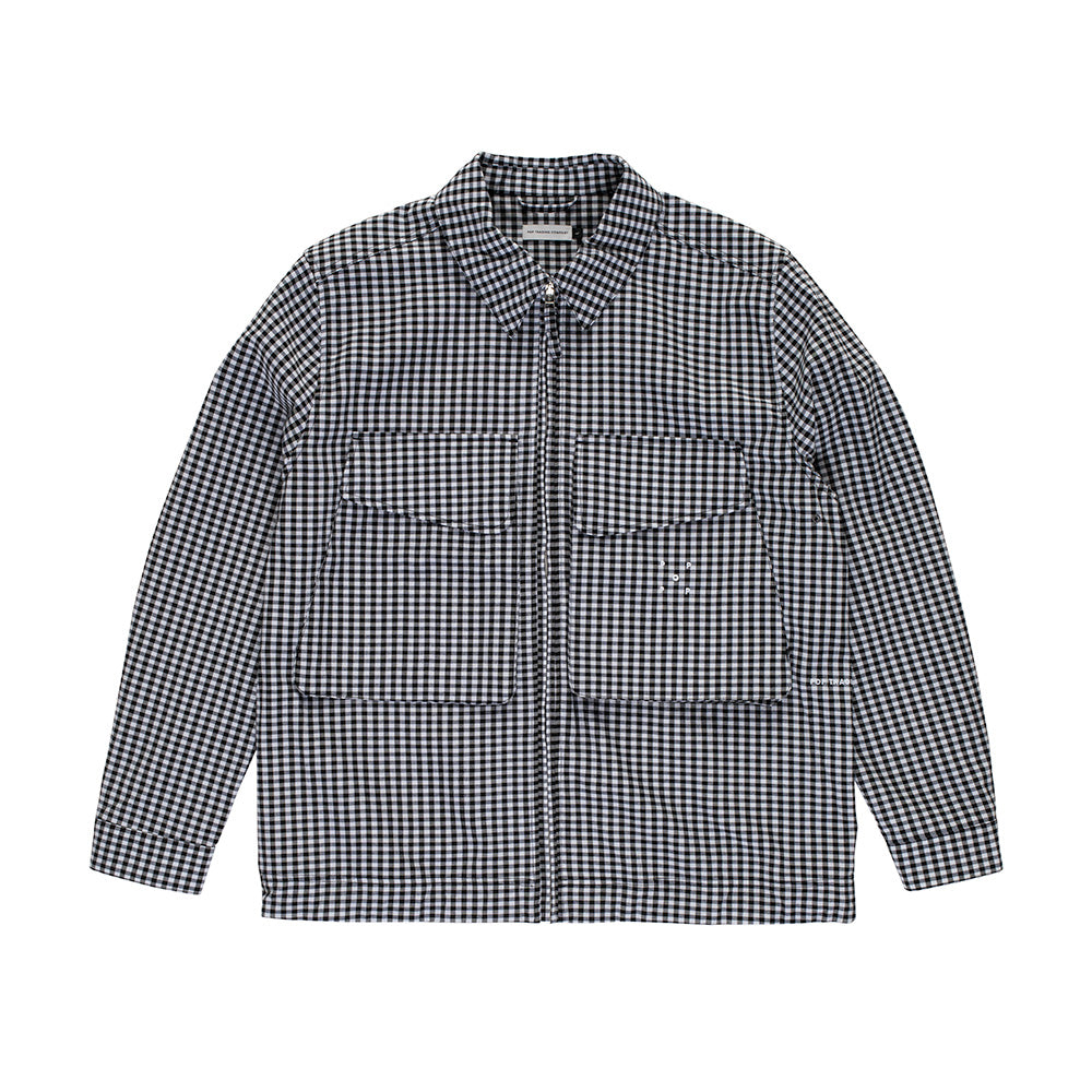 Gingham Boxer Overshirt - Black / Off White