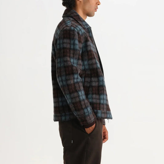 Heath Jacket, Wavy Mohair Check - Blue / Brown