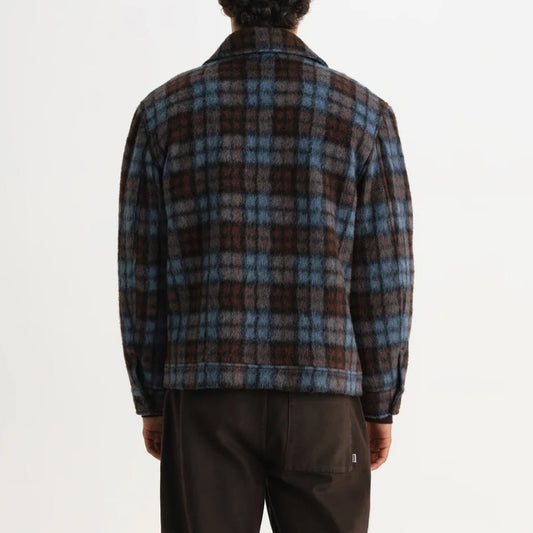Heath Jacket, Wavy Mohair Check - Blue / Brown