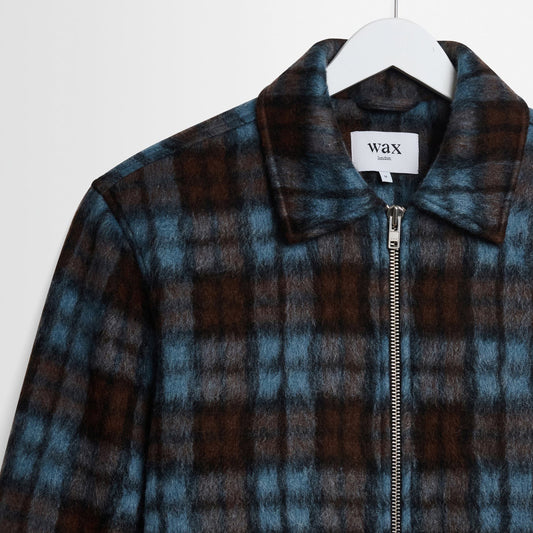 Heath Jacket, Wavy Mohair Check - Blue / Brown