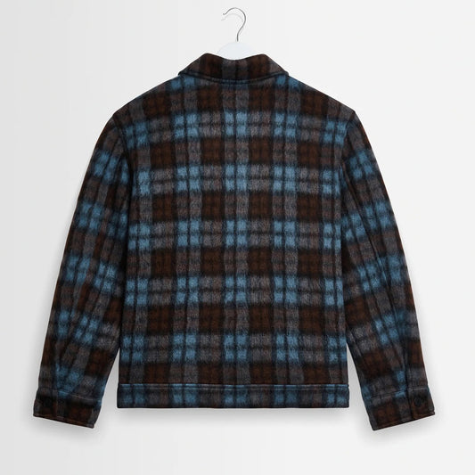 Heath Jacket, Wavy Mohair Check - Blue / Brown