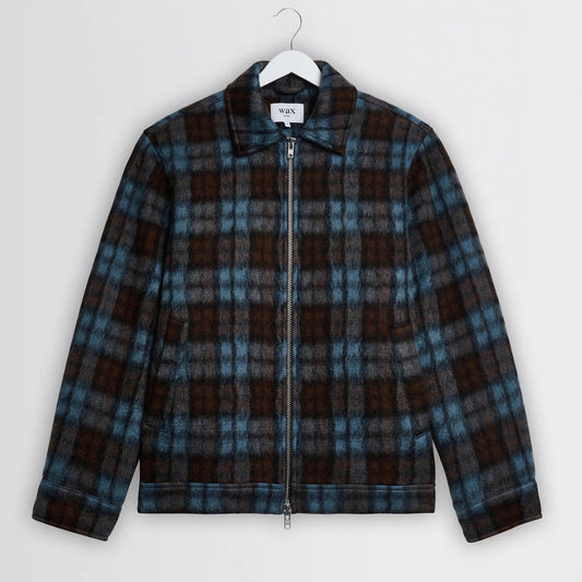 Heath Jacket, Wavy Mohair Check - Blue / Brown
