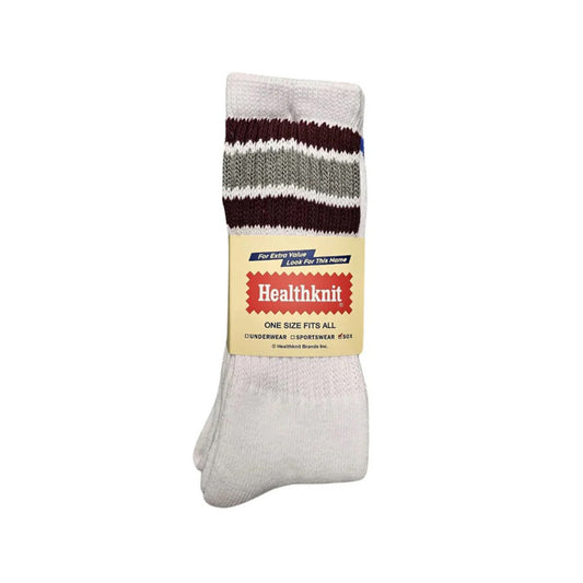 3 Pack Crew Socks - White / Stripe
