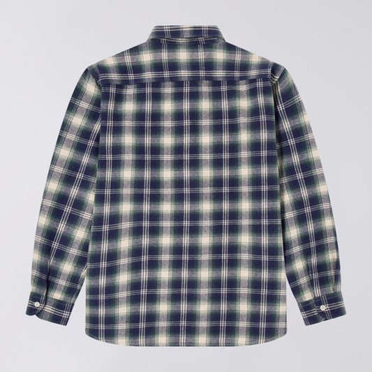 Work Shirt LS - Navy / Green (Garment Washed)
