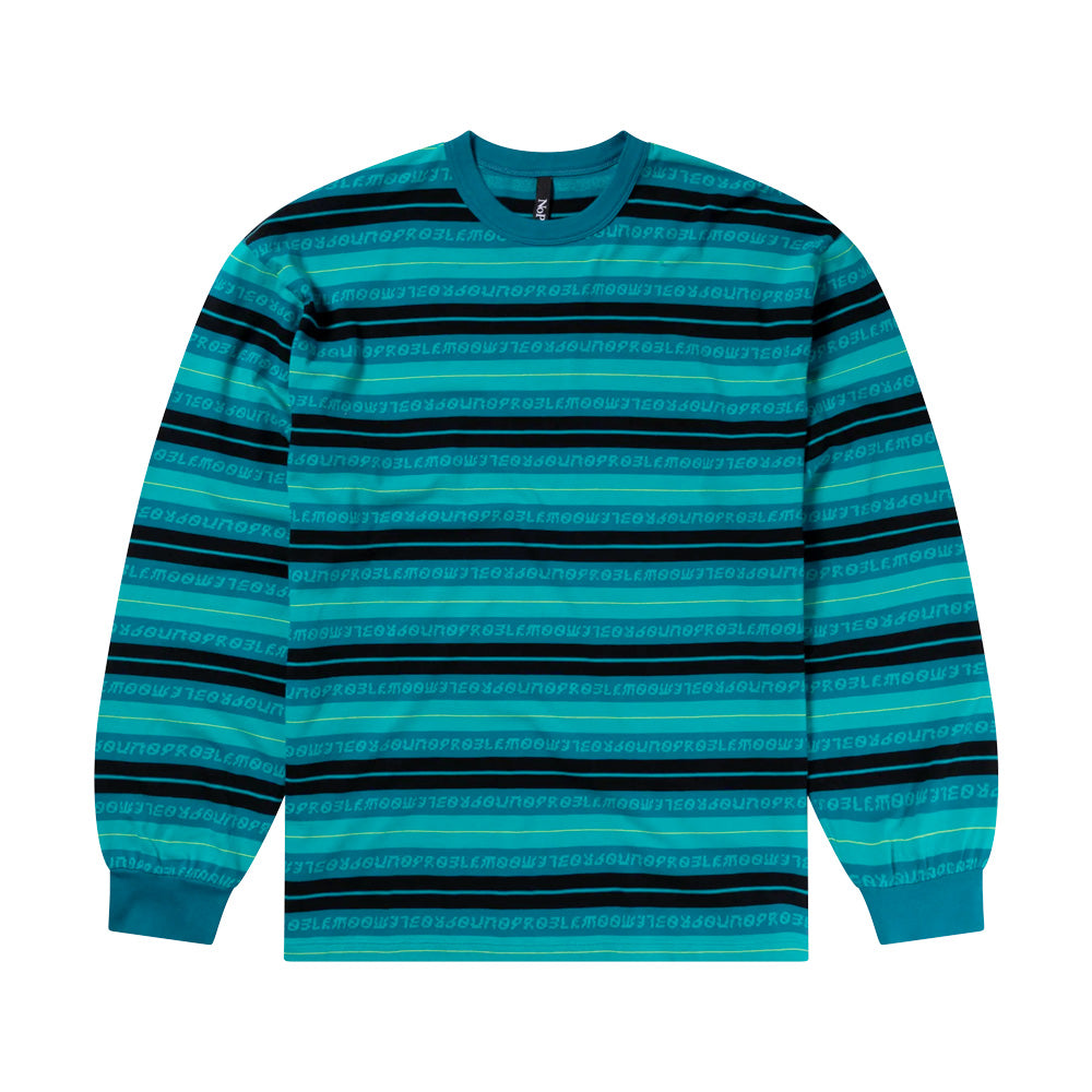 Jacquard Stripe LS Tee - Aqua