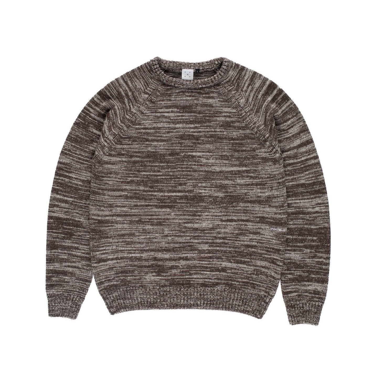 Knitted Melange Logo Crewneck - Delicioso/Off White