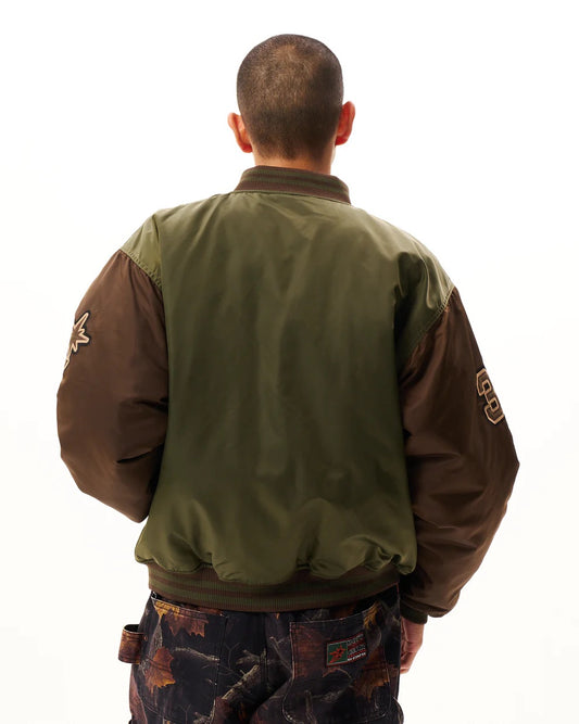 Nylon Varsity Jacket - Olive