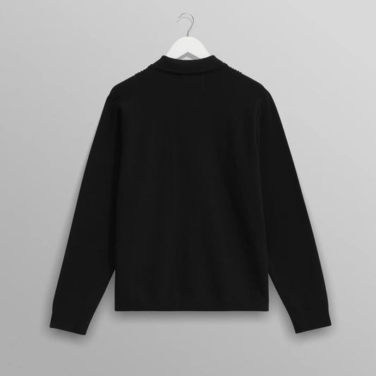 Lennox Zip Polo, Milano Ripple Stripe - Black