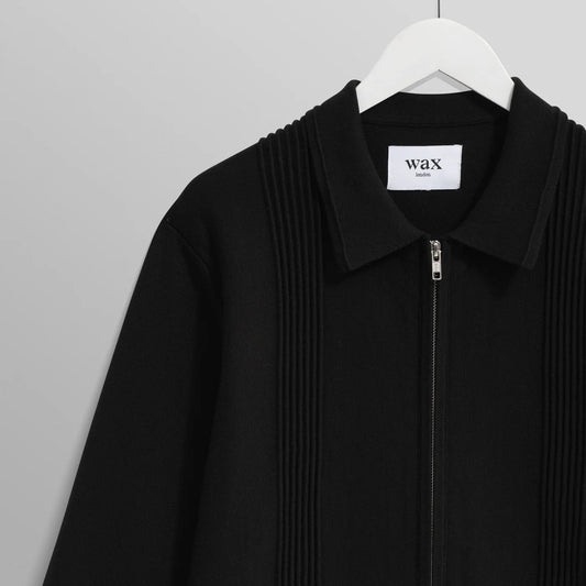 Lennox Zip Polo, Milano Ripple Stripe - Black