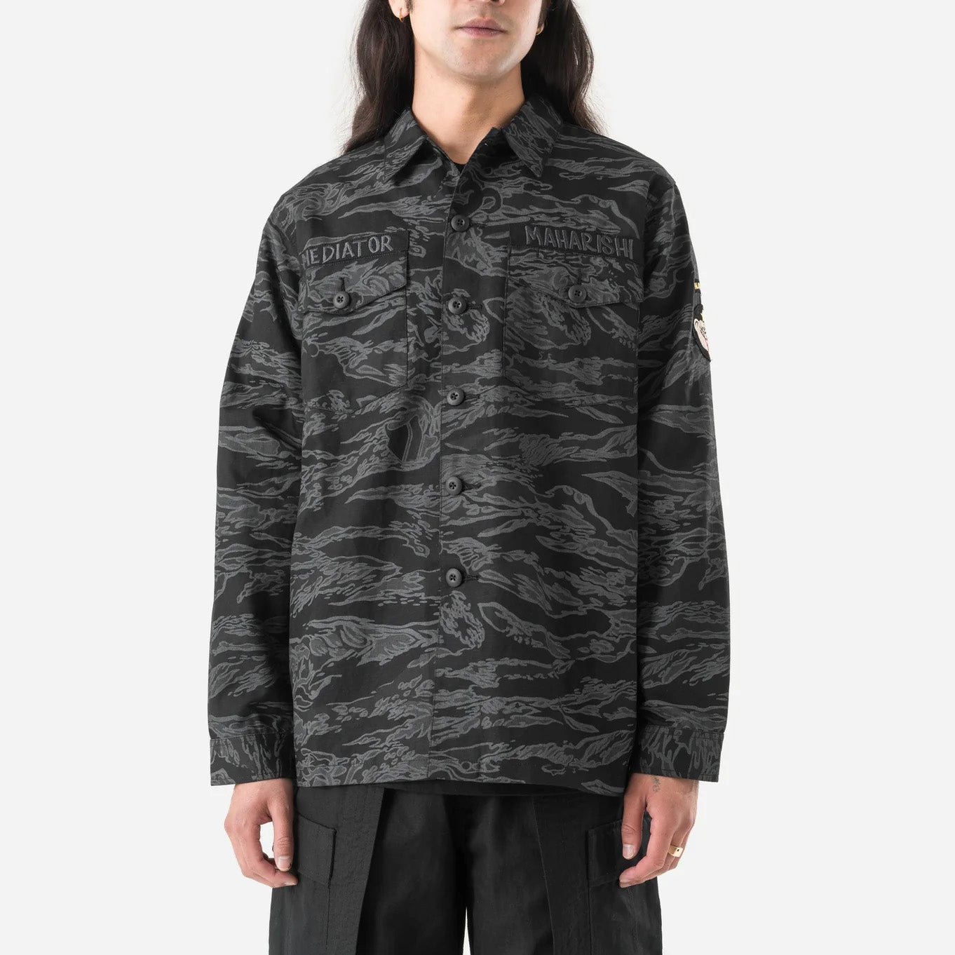 Maharishi 7147 Bonsai Tigerstripe L/S Utility Shirt Subdued Night