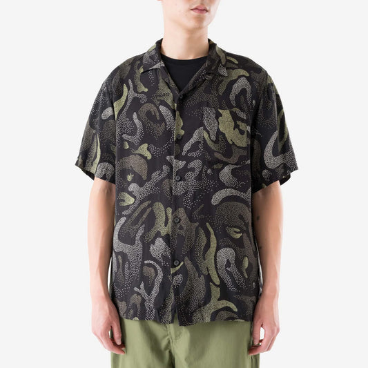 7084 DPM Koram Pointilist Camp Collar Shirt Black