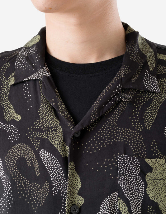 7084 DPM Koram Pointilist Camp Collar Shirt Black