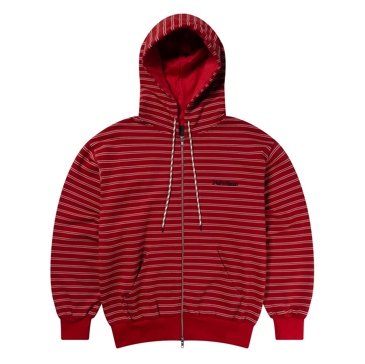 Mini Problemo Stripe Zip Hoodie - Red