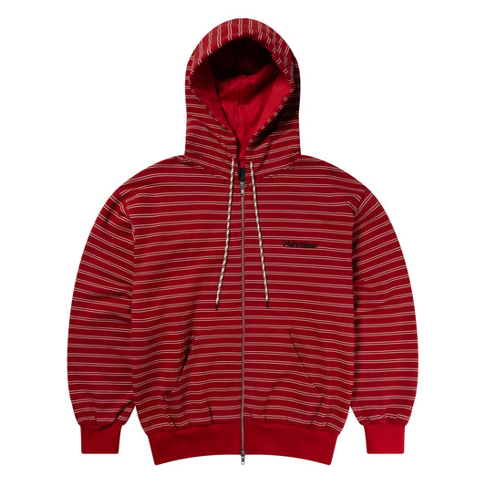 Mini Problemo Stripe Zip Hoodie - Red