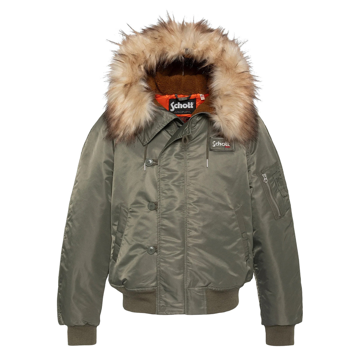 N2B snorkel jacket with hood, oversized fit - Sage Khaki