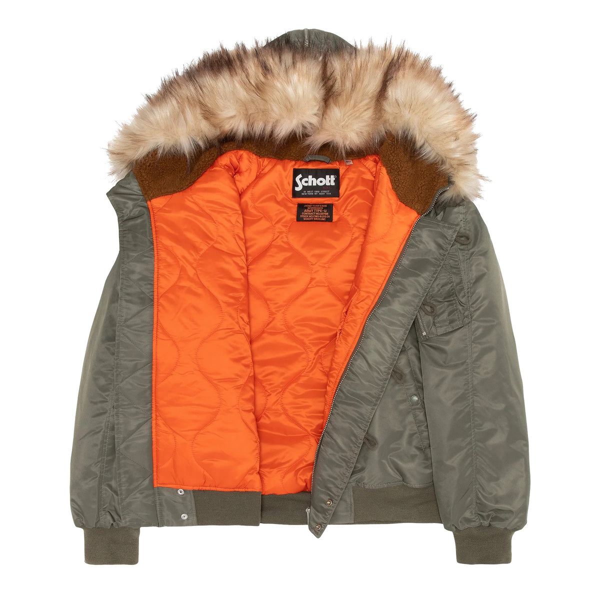 N2B snorkel jacket with hood, oversized fit - Sage Khaki