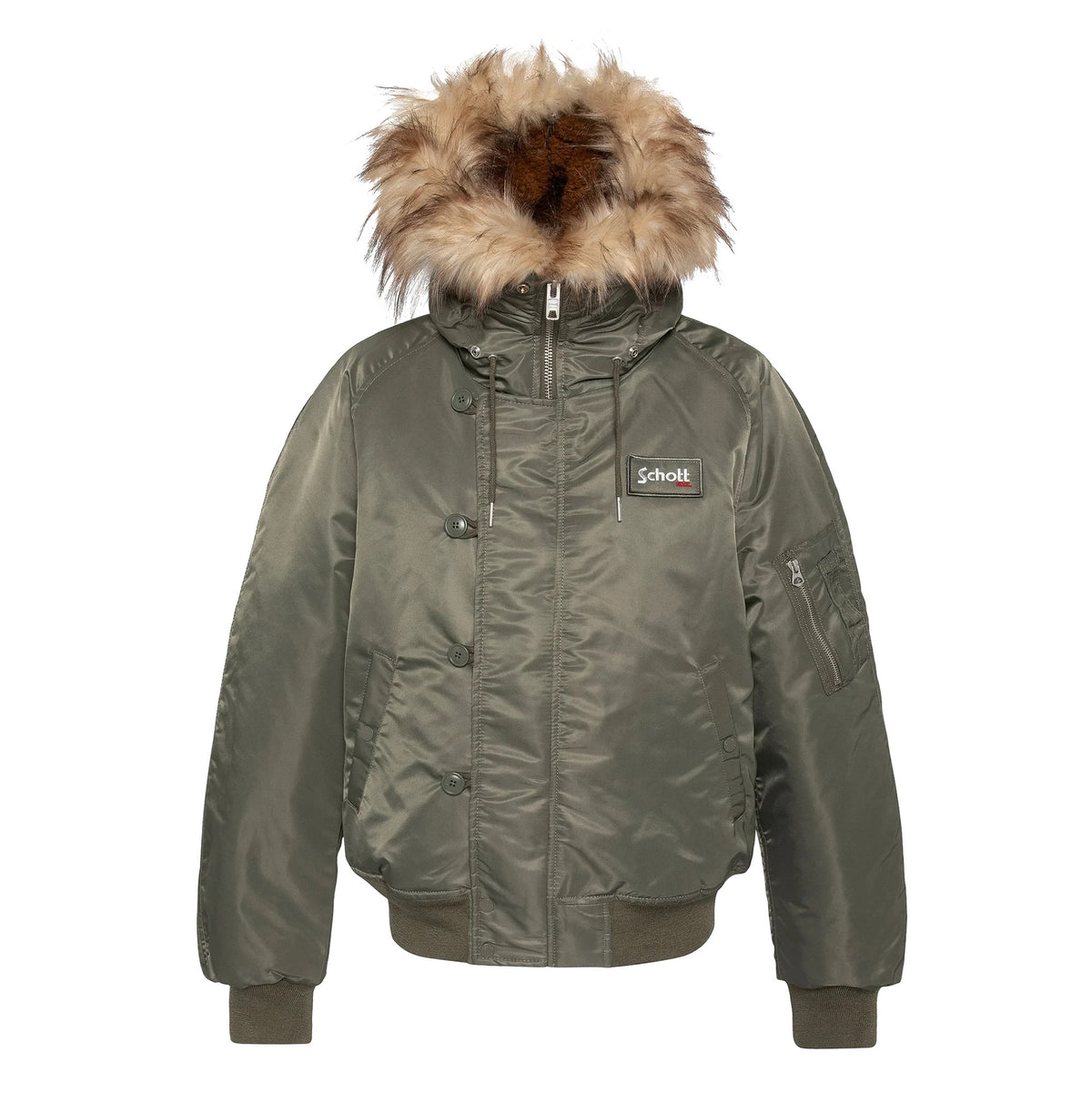 N2B snorkel jacket with hood, oversized fit - Sage Khaki