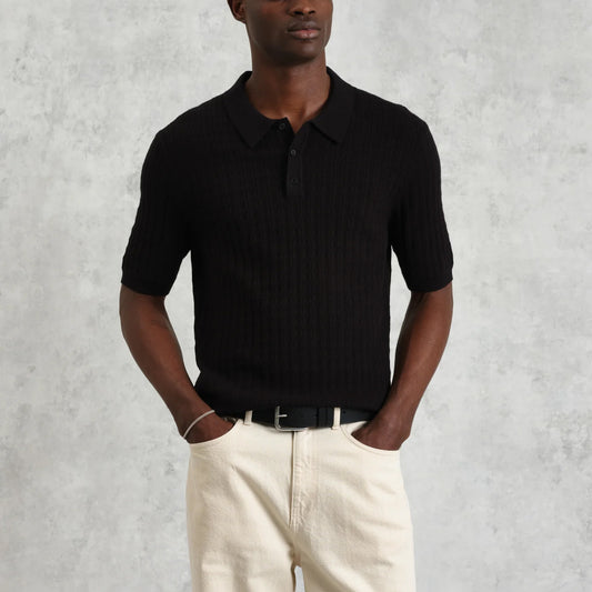 Naples Polo, Diamond Stripe - Black