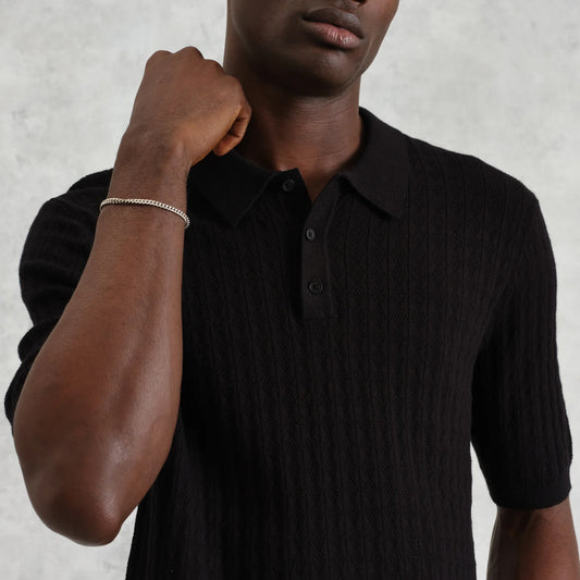 Naples Polo, Diamond Stripe - Black