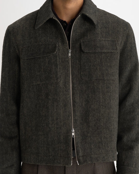 Osier Jacket, Brushed Herringbone - Brown / Black
