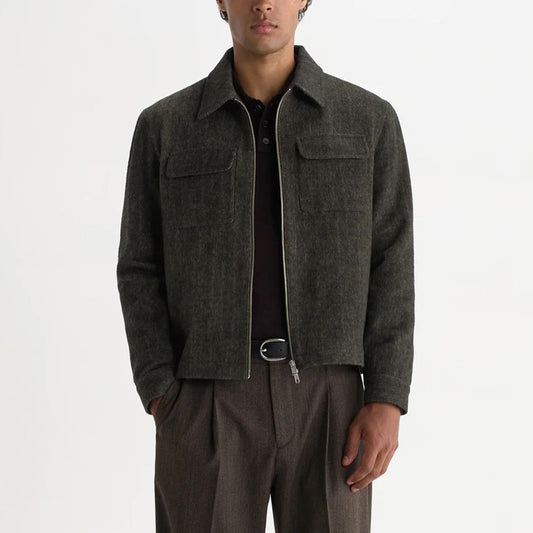 Osier Jacket, Brushed Herringbone - Brown / Black