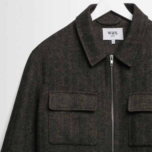 Osier Jacket, Brushed Herringbone - Brown / Black