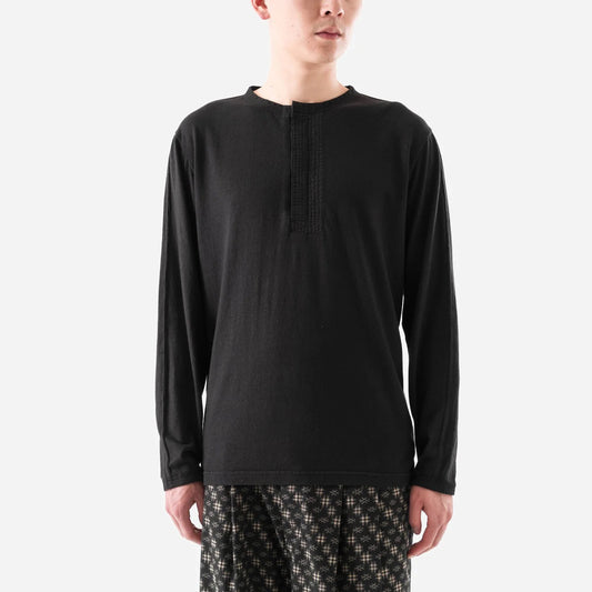 7208 Cotton Hemp Henley LS T-Shirt - Black