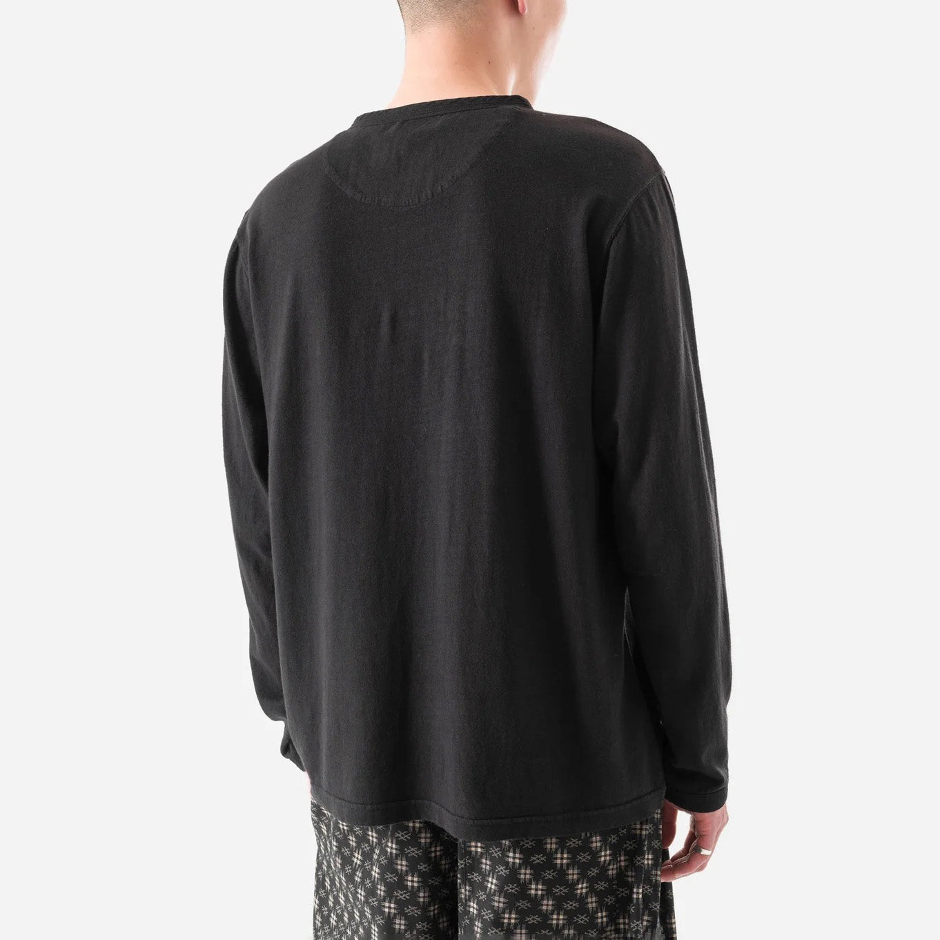 7208 Cotton Hemp Henley LS T-Shirt - Black