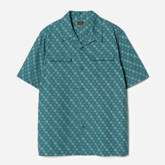 7320 Kasuri Cuban Collar Shirt - Aizome Blue
