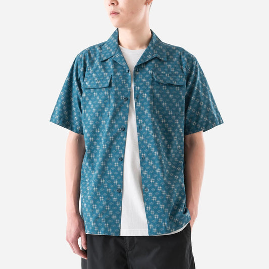 7320 Kasuri Cuban Collar Shirt - Aizome Blue
