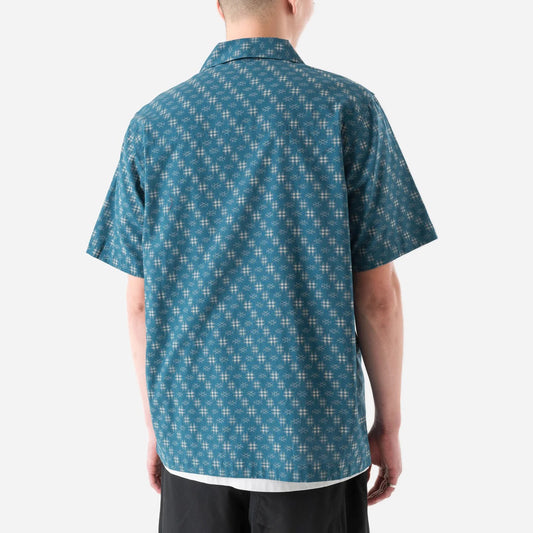 7320 Kasuri Cuban Collar Shirt - Aizome Blue