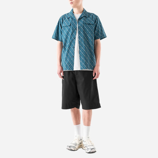 7320 Kasuri Cuban Collar Shirt - Aizome Blue