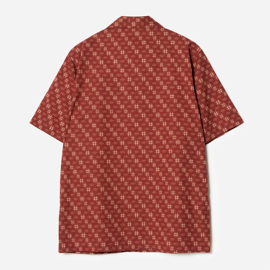 7320 Kasuri Cuban Collar Shirt - Aka Red