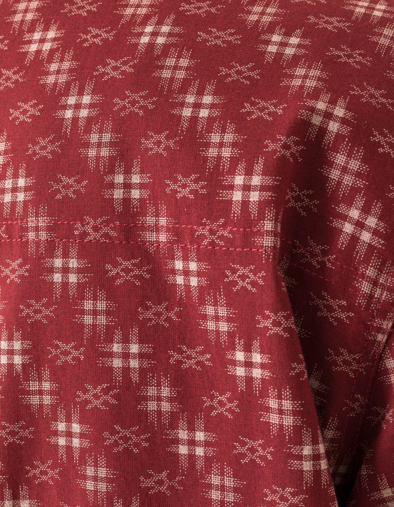 7320 Kasuri Cuban Collar Shirt - Aka Red