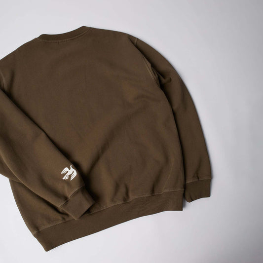 Weird Trad Logo Crewneck Sweatshirt - Brown